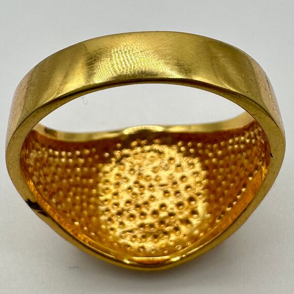 Men's gold plated Dollar money sign nugget statement signet ring size 13 - Picture 6 of 10